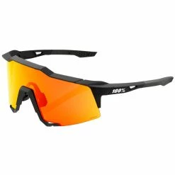 100% Speedcraft Soft Tact Black Red Lens Sunglasses