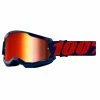 100% Strata 2 Goggles Mirror Lens -Vélos Remise Navy20Red201