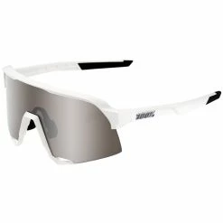 100% S3 Matte White HiPER Silver Mirror Lens Sunglasses